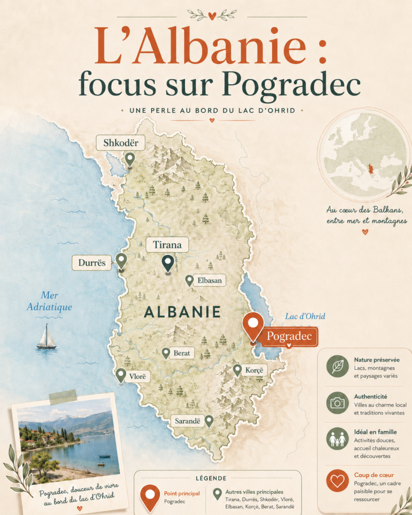 Carte Albanie avec villes principales