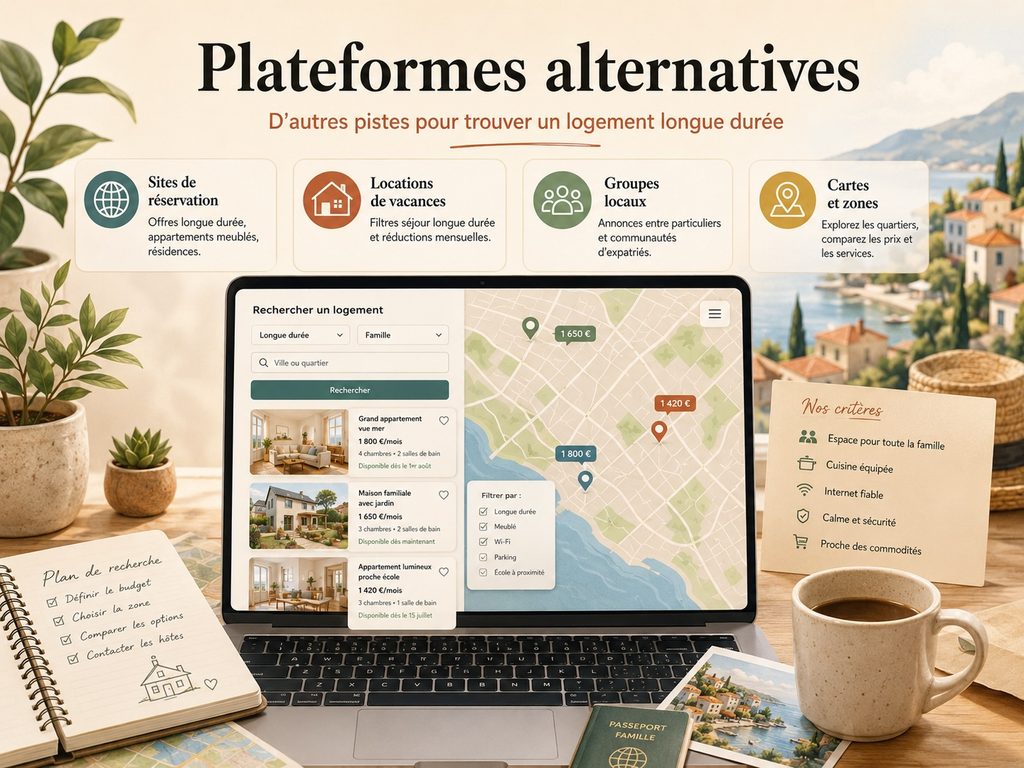 plateformes alternatives à airbnb pour une recherche de logement longue durée